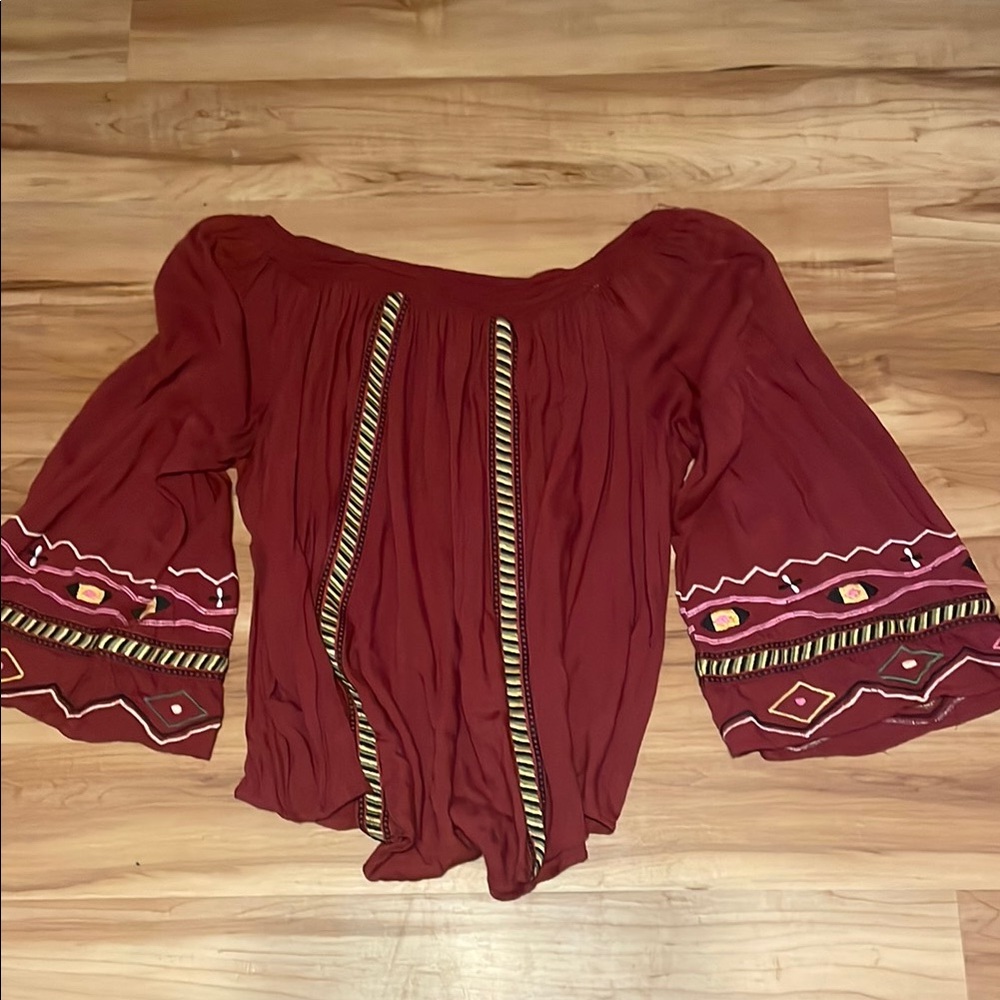 Women's Burgundy Off-Shoulder Top